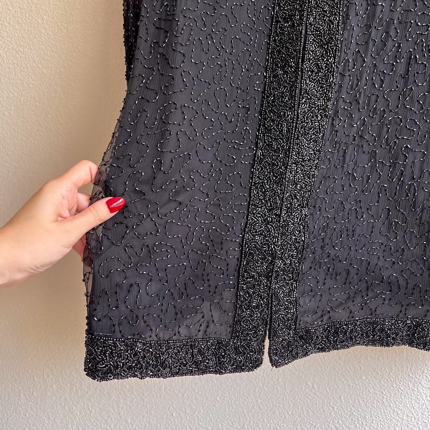Stunning 1980s Black Beaded Party Jacket (L/XL)