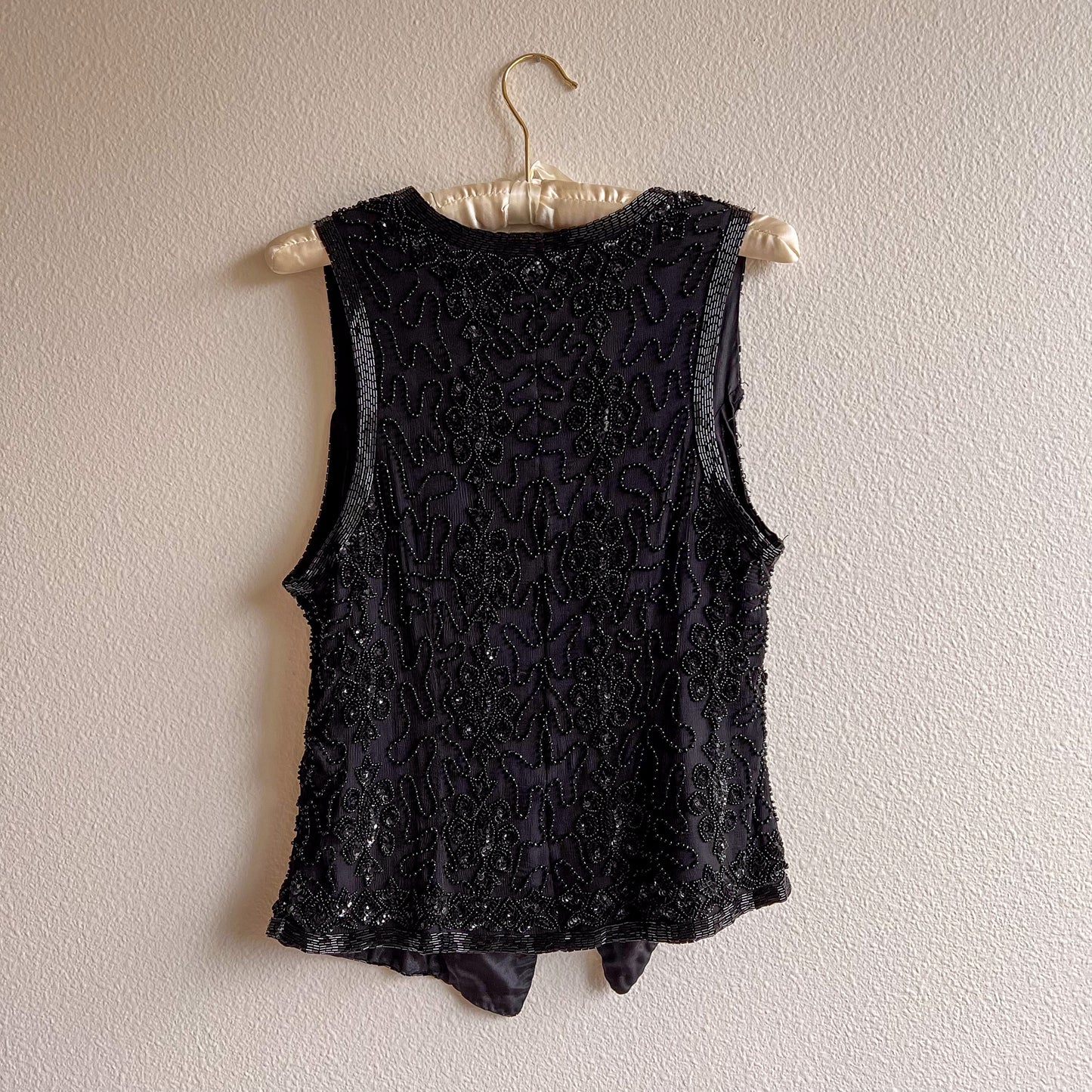 1980s Black Beaded and Sequined Vest (M/L)