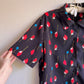 1980s Black Button Down With Red Tulips (L/XL)