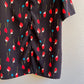 1980s Black Button Down With Red Tulips (L/XL)