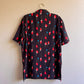 1980s Black Button Down With Red Tulips (L/XL)