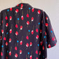 1980s Black Button Down With Red Tulips (L/XL)