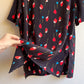 1980s Black Button Down With Red Tulips (L/XL)