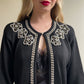 1980s Black Open Cardigan With Pearl Embellishments (M/L)