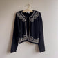 1980s Black Open Cardigan With Pearl Embellishments (M/L)
