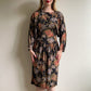 1980s Black Dress With Autumnal Rose Print (M)