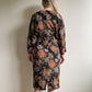 1980s Black Dress With Autumnal Rose Print (M)