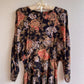 1980s Black Dress With Autumnal Rose Print (M)