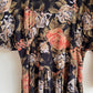 1980s Black Dress With Autumnal Rose Print (M)