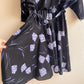 1980s Black Dress With Purple Cheetah Print (M/L)