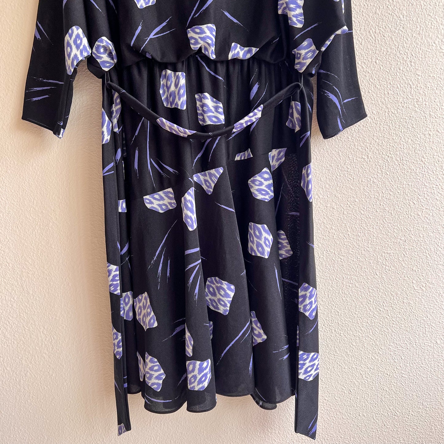 1980s Black Dress With Purple Cheetah Print (M/L)