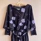 1980s Black Dress With Purple Cheetah Print (M/L)