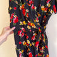 Flirty 1980s Black Dress With Floral Print (M/L)