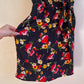 Flirty 1980s Black Dress With Floral Print (M/L)