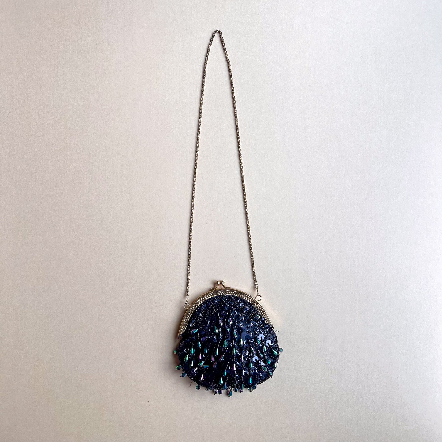 1980s Black Handbag With Iridescent Beading