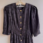 Glamorous 1980s Black Satin Dress With Pearl Buttons (M)