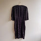 Glamorous 1980s Black Satin Dress With Pearl Buttons (M)