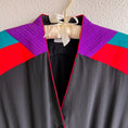Vintage silk blue & black 80's dress 8