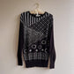 1980s Black Long Sleeve Sweater With Silver Design (S/M)