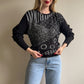 1980s Black Long Sleeve Sweater With Silver Design (S/M)