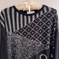 1980s Black Long Sleeve Sweater With Silver Design (S/M)