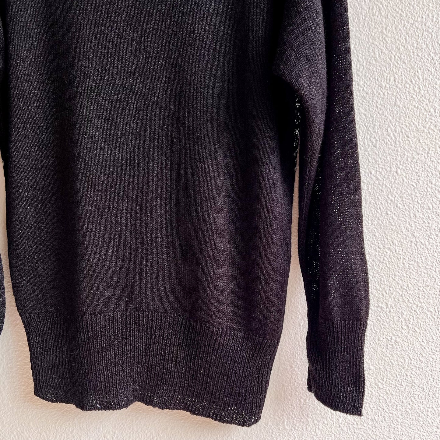 1980s Black Long Sleeve Sweater With Silver Design (S/M)