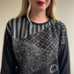 1980s Black Long Sleeve Sweater With Silver Design (S/M)