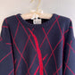 1980s Black Sweater With Metallic Red Pattern (L/XL)