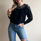 1980s Black Sweater With Silver Sequins (S/M)