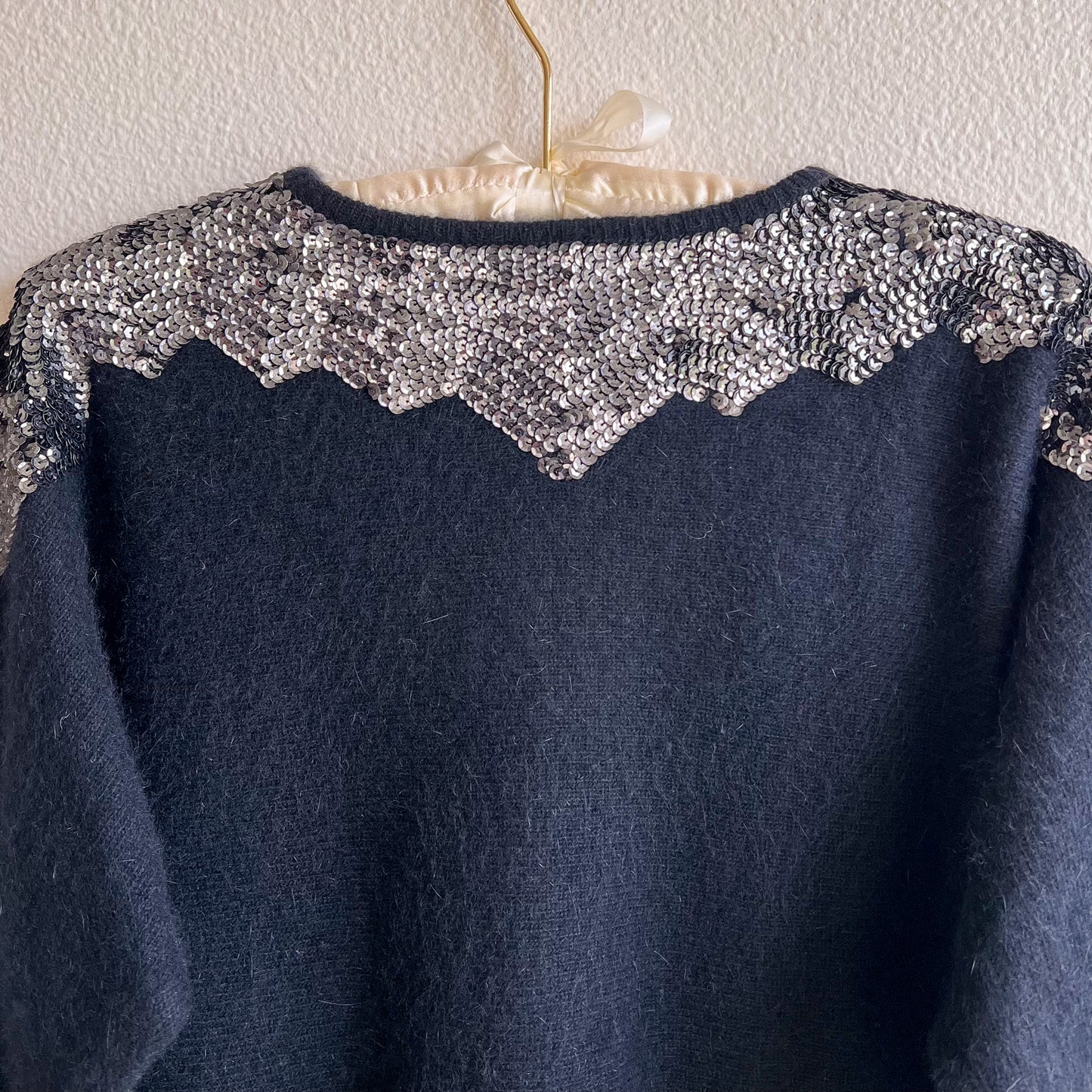 1980s Black Sweater With Silver Sequins (S/M)