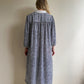 1980s Blue Abstract Print Dress With White Collar (L/XL)