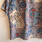 1980s Muted Blue Abstract Print Top (M/L)