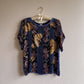 1980s Blue Beaded Blouse With Gold Sequins (M/L)