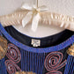 1980s Blue Beaded Blouse With Gold Sequins (M/L)