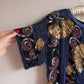 1980s Blue Beaded Blouse With Gold Sequins (M/L)