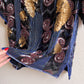 1980s Blue Beaded Blouse With Gold Sequins (M/L)