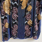 1980s Blue Beaded Blouse With Gold Sequins (M/L)