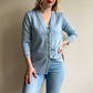1980s Pale Blue Cardigan With White Trim (S/M)