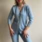 1980s Pale Blue Cardigan With White Trim (S/M)