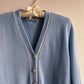 1980s Pale Blue Cardigan With White Trim (S/M)