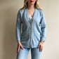 1980s Pale Blue Cardigan With White Trim (S/M)