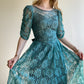 Darling 1980s Blue Lace Princess Dress (XS/S)