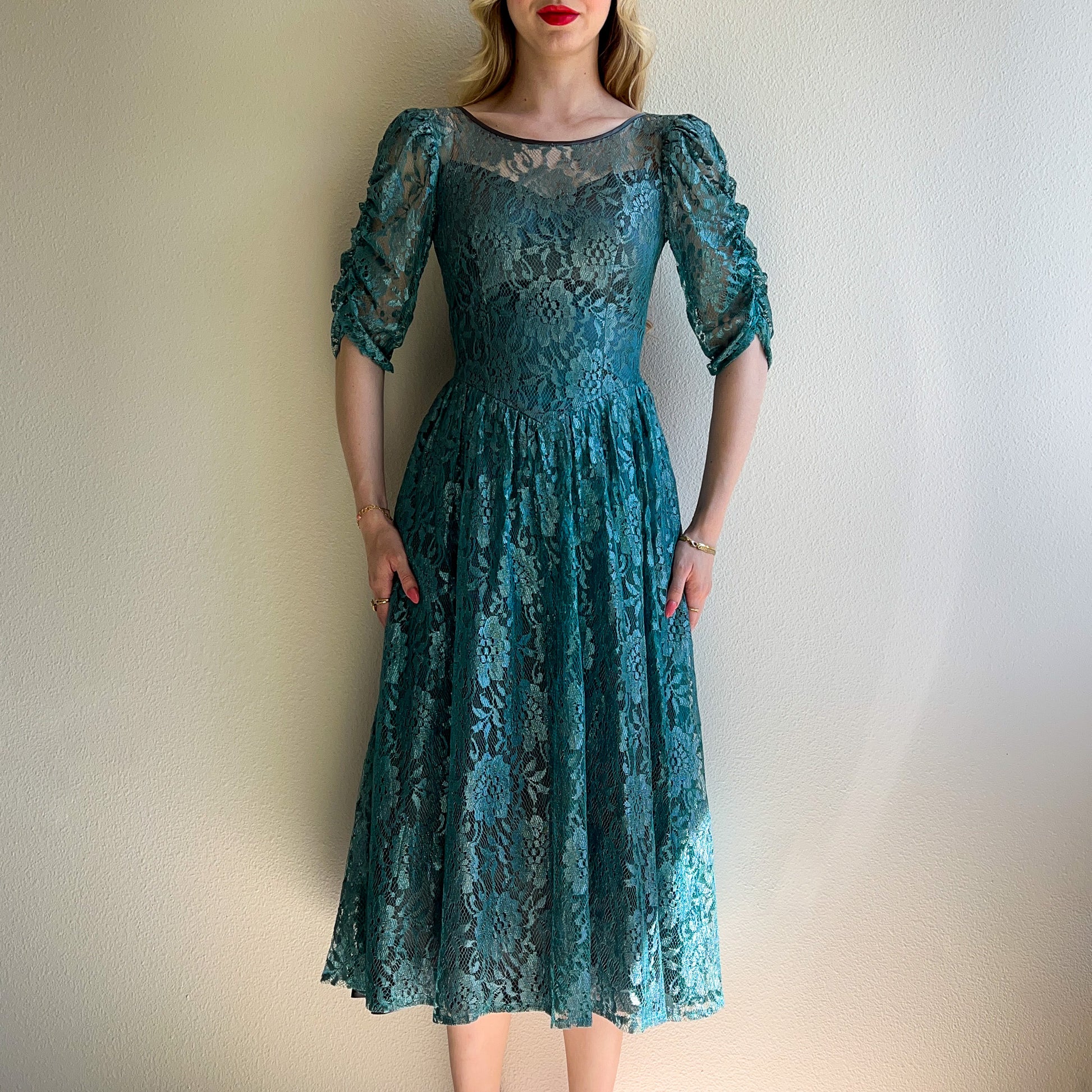 Darling 1980s Blue Lace Princess Dress (XS/S) Studio Gloria Vintage Darling 1980s Blue Lace Princess Dress (XS/S) Studio Gloria Vintage