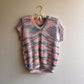 1980s Baby Pink and Blue Short Sleeve Sweater (M/L)