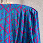 1980s Blue and Purple Pattern Silk Buttoned Dress (M/L)