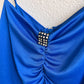 Sexy 1980s Royal Blue Ruched Party Dress (M/L)