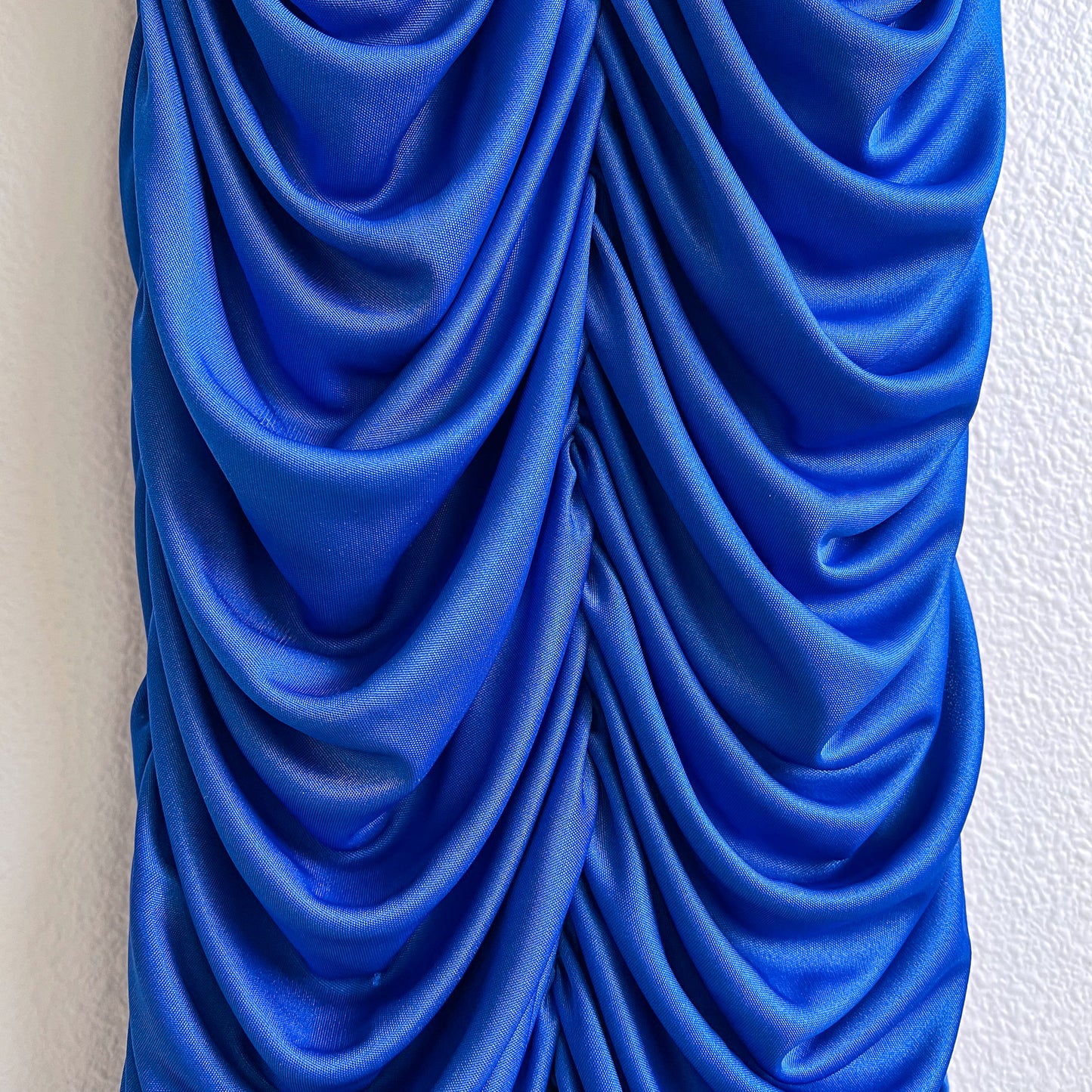 Sexy 1980s Royal Blue Ruched Party Dress (M/L)