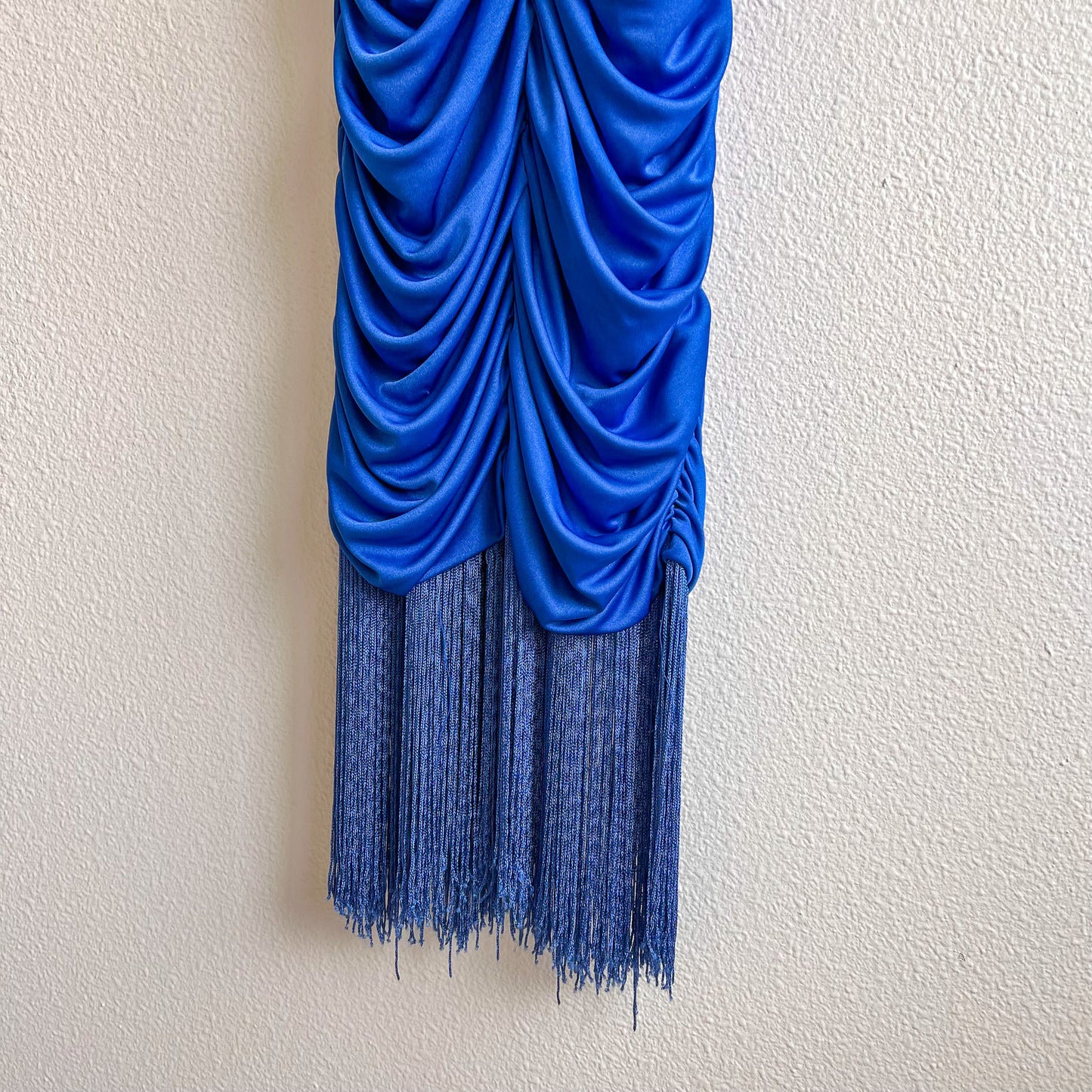 Sexy 1980s Royal Blue Ruched Party Dress (M/L)