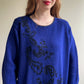 1980s Deep Blue Sweater With Black Embroidery (XXL)