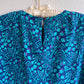 1980s Blue and Turquoise Print Silk Top (S/M)